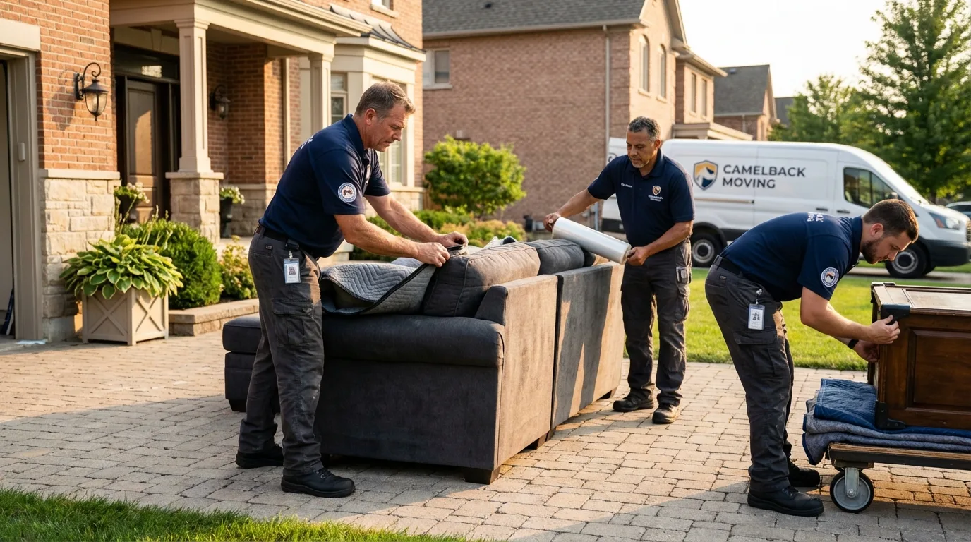 Large estate moving crew wrapping furniture in Portage, IN